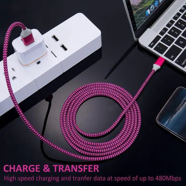 Alt view image 3 of 7 - USB C Cable [6-Pack 10ft], Nylon Braided USB A to USB C Charger Cable Fast Charging Type C Charger Cord Compatible with Samsung Galaxy S24 S23 S22 S21 S20 S10 Note 20 10 9 8 A20 A51 A71,LG G8 G7 V30