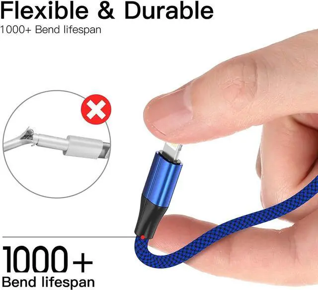 Alt view image 6 of 7 - iPhone Charger Cable [MFi Certified] (3 Pack 10 Foot) Nylon Braided Lightning Cable iPhone Charging Cord USB Cable Compatible with iPhone 11/Pro/X/Xs Max/XR/8 Plus /7 Plus/6/ iPad Blue