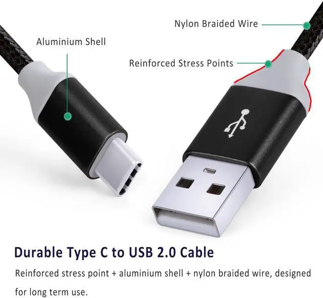 Alt view image 2 of 7 - USB C Cable [6-Pack 10ft], Nylon Braided USB A to USB C Charger Cable Fast Charging Type C Charger Cord Compatible with Samsung Galaxy S24 S23 S22 S21 S20 S10 Note 20 10 9 8 A20 A51 A71,LG G8 G7 V30