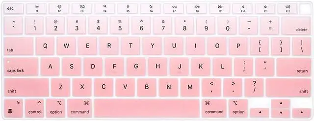 Main image of HRH English US Keyboard Cover for MacBook Air 13 A2337 2020 | M1 Chip Processor with Touch ID,Precise Fit,Dust Proof,Waterproof,Durable,Smooth Touch,Keyboard Accessories,Ombre Light Pink