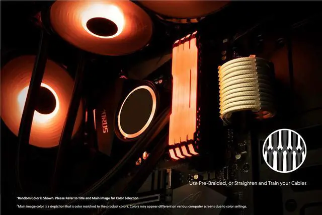 Alt view image 3 of 6 - LINKUP - PSU Cable Extension Sleeved Custom Mod GPU PC Braided w/Comb Kit - Compatible with RTX3090?1 x 24 P (20+4)?2 x 8 P (4+4) CPU?3 x 8 P (6+2) GPU Set?30CM 300MM - Green