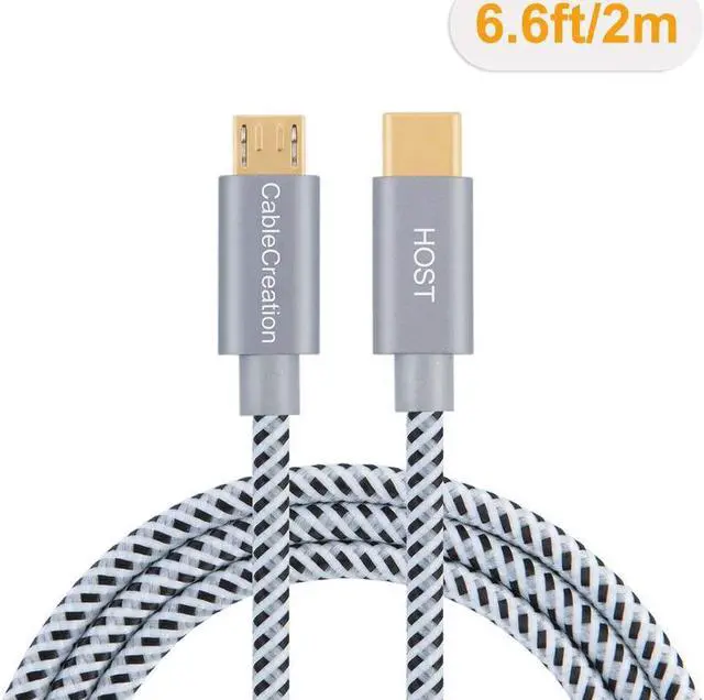 Alt view image 5 of 7 - Micro USB to USB C Cable 2m CableCreation USB C to Micro USB Braided OTG 480Mbps Type C to Micro USB Cable to USB C to USB Micro for MacBook Pro Air S21 S20 S10 Pixel 5/4/3/2 etc. Space Gray 6.6 FT