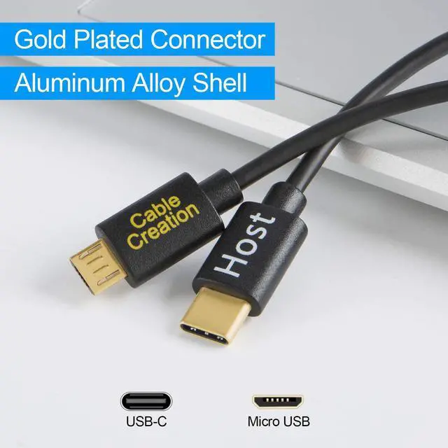 Alt view image 4 of 7 - Short Micro USB to USB C Cable 0.65 FT CableCreation USB C to Micro USB OTG 480Mbps Type C to Micro USB Cable to USB C to USB Micro for MacBook Pro Air S21 S20 S10 Pixel 5/4/3/2 etc. 0.2M Black