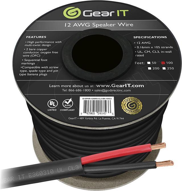 12 AWG CL3 OFC Outdoor Speaker Wire GearIT Pro Series 12 Gauge