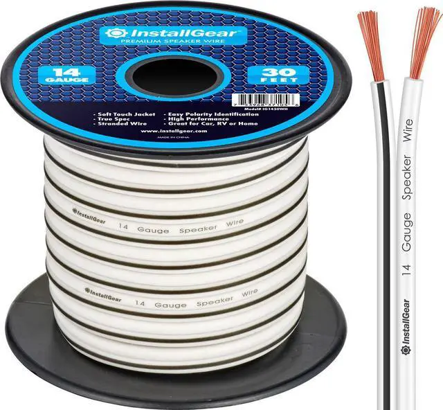 Main image of InstallGear 14 Gauge AWG 30ft Speaker Wire Cable - White