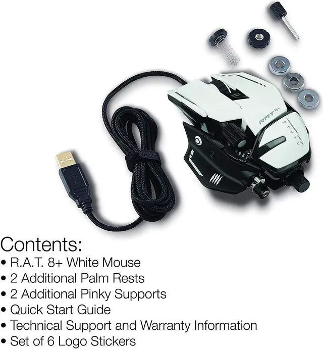 Alt view image 3 of 7 - Mad Catz The Authentic R.A.T. 8+ Fully Adjustable Wired Gaming Mouse - 16000 DPI Optical Sensor - 11 Programmable Buttons and RGB Lighting - White