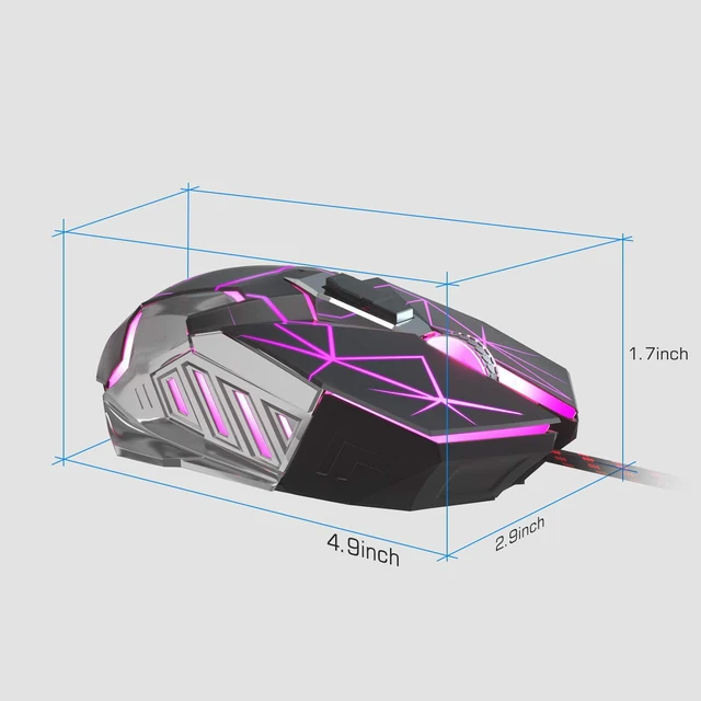 Alt view image 2 of 7 - MageGee G10 Gaming Mouse Wired, 7 Colors Breathing LED Backlit Gaming Mouse, 6 Adjustable Speeds, Ergonomic Optical Computer Mouse with 7 Buttons for Windows PC Gamers
