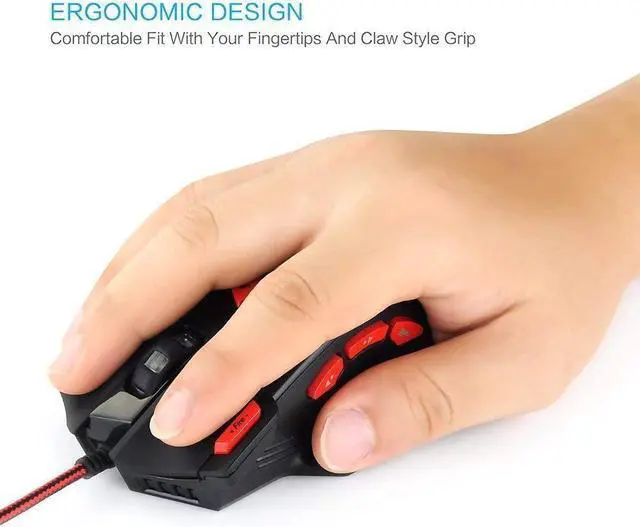 Alt view image 5 of 7 - Zelotes T90 Professional 9200 DPI High Precision USB Wired Gaming Mouse,8 Buttons,With 7 kinds modes of LED Colorful Breathing Light, Weight Tuning Set (Black)