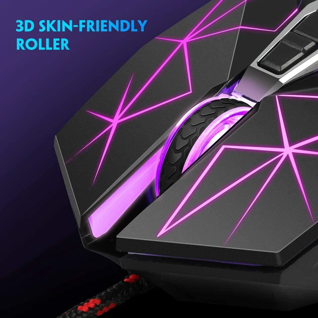 Alt view image 3 of 7 - MageGee G10 Gaming Mouse Wired, 7 Colors Breathing LED Backlit Gaming Mouse, 6 Adjustable Speeds, Ergonomic Optical Computer Mouse with 7 Buttons for Windows PC Gamers