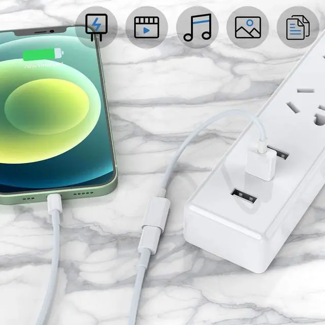 Alt view image 4 of 6 - USB C Female to USB Male Adapter (3-Pack) Type C to USB A Charger Cable Adapter Compatible with iPhone 16 15 Pro 13 12 Plus Max iPad  Galaxy Note 10 S23 S22 S21 Plus Google Pixel(White)