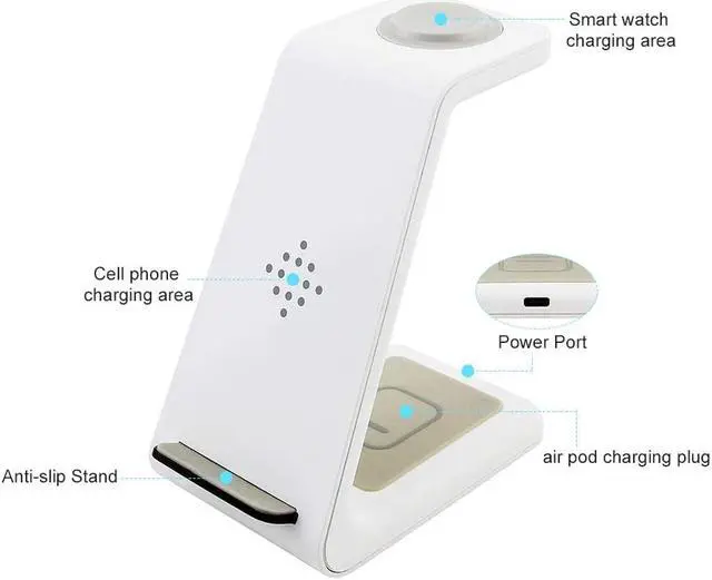 Alt view image 7 of 7 - Wireless Charger Stand 3 in 1 Wireless Charging Station for Apple Watch SE/6/5/4/3/2 Airpods 2/ Pro Premium Qi-Certified Fast Cordless Charger for iPhone 12/11/Xs/X Max/XR/X/8/8Plus/Samsung S9/Note9