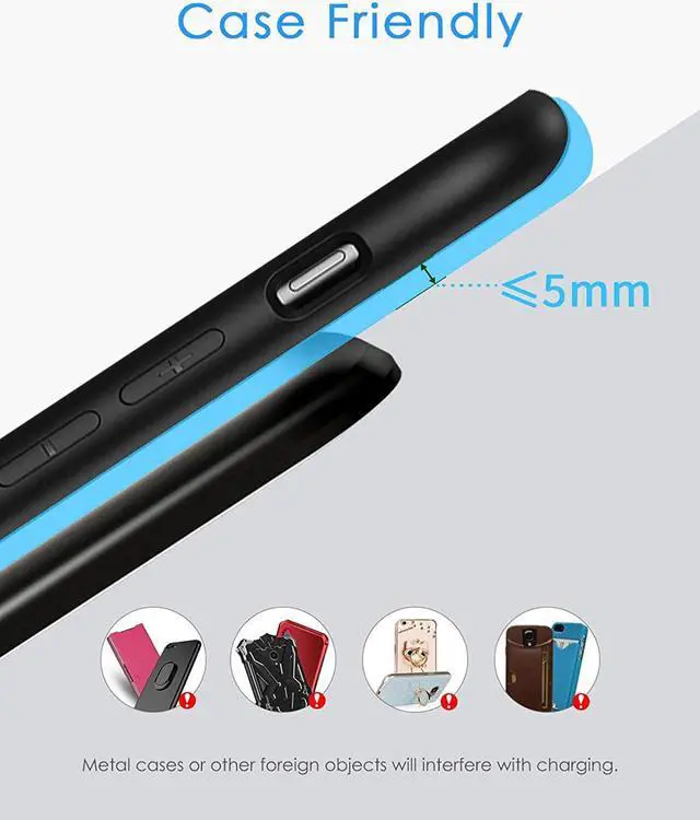 Alt view image 6 of 7 - Fast Wireless Charger Qi Certified Wireless Charging Stand with QC3.0 Adapter USB Charger for iPhone 16/16 Plus/16 Pro/16 Pro Max/15/14/13/12 10W for  Galaxy S25/S24/S23/S22/S21/Note 20