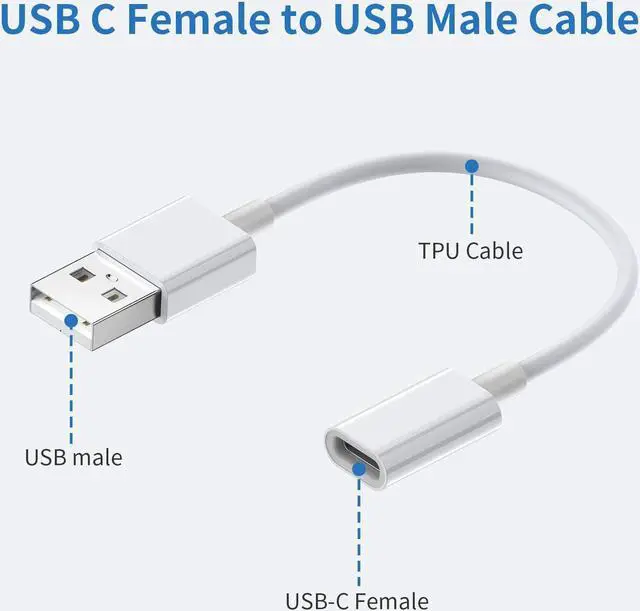 Alt view image 2 of 6 - USB C Female to USB Male Adapter (3-Pack) Type C to USB A Charger Cable Adapter Compatible with iPhone 16 15 Pro 13 12 Plus Max iPad  Galaxy Note 10 S23 S22 S21 Plus Google Pixel(White)