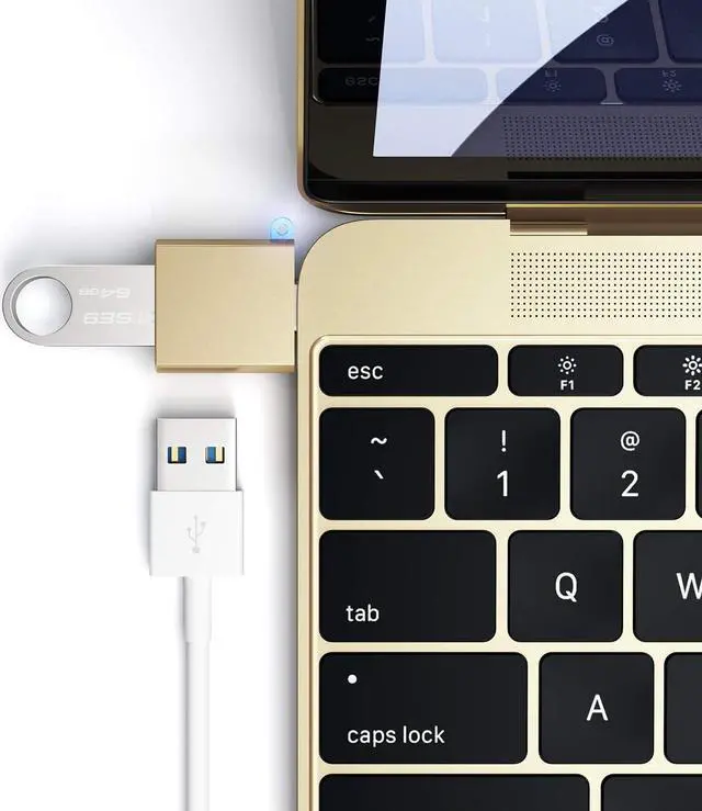 Alt view image 4 of 6 - USB-C to USB-A Adapter USB C Male to USB A 3.0 Female Connector USBC to USBA Converter Compatible with MacBook Pro/Air iPad Pro/Air/Mini for Type-C Laptops Tablets Phones (Gold)