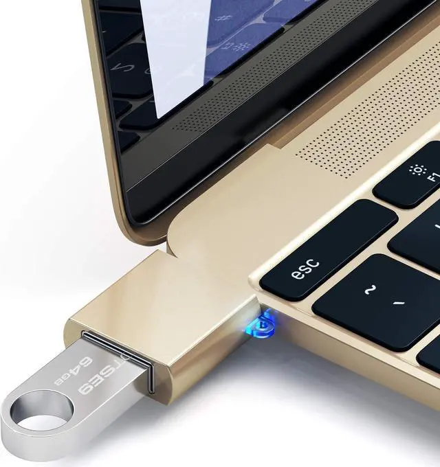 Alt view image 5 of 6 - USB-C to USB-A Adapter USB C Male to USB A 3.0 Female Connector USBC to USBA Converter Compatible with MacBook Pro/Air iPad Pro/Air/Mini for Type-C Laptops Tablets Phones (Gold)