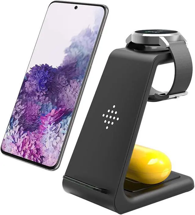 Main image of YOCUNKER Wireless Charger for Samsung,3 in 1 Charging Station Dock for Galaxy Watch 5/4/3/2/Active 2/1/Gear S3, S22 Ultra/S21/S20/S10/Note 20/Z Flip 4/Z Fold 4/3,Galaxy Buds+/Pro/Live Black
