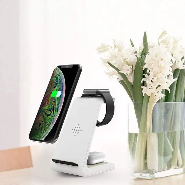 Alt view image 6 of 7 - Wireless Charger Stand 3 in 1 Wireless Charging Station for Apple Watch SE/6/5/4/3/2 Airpods 2/ Pro Premium Qi-Certified Fast Cordless Charger for iPhone 12/11/Xs/X Max/XR/X/8/8Plus/Samsung S9/Note9