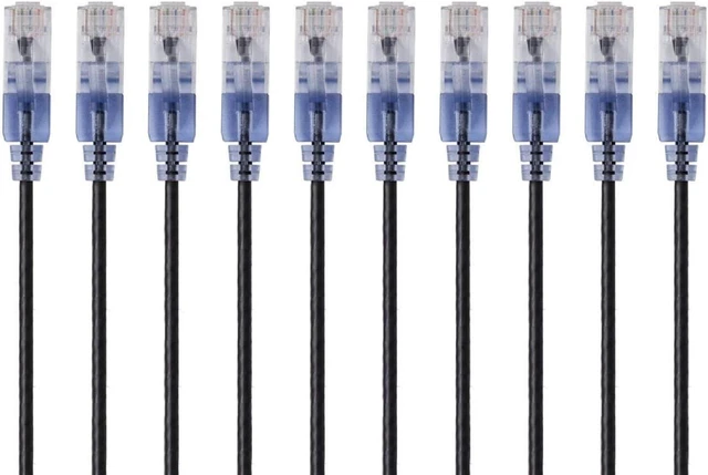 Alt view image 2 of 7 - Monoprice - 115157 SlimRun Cat6A Ethernet Patch Cable, 5ft Black 10-Pack & Cat6A Ethernet Patch Cable - 7 Feet - Black & Cat6A Ethernet Patch Cable - 3 Feet - Black