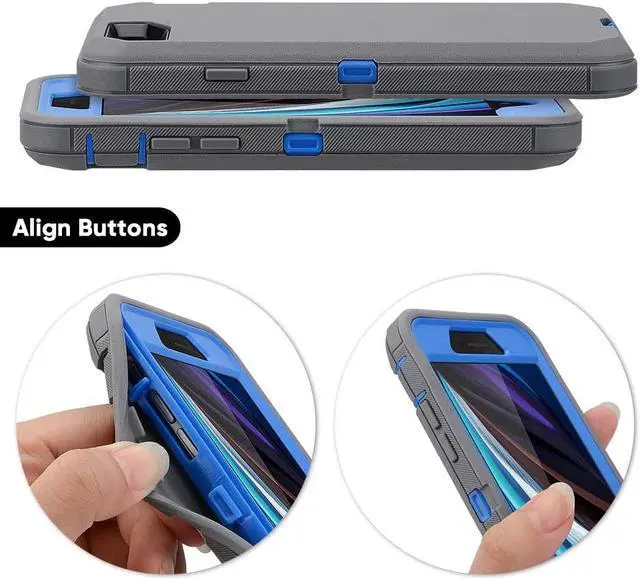 Alt view image 3 of 7 - for iPhone SE 2020/2022 iPhone 7/8 Case 3 in 1 Full Body Heavy Duty Defender Shockproof Hard Bumpe Soft Silicone Cover with Screen Protector(Gray/Blue)