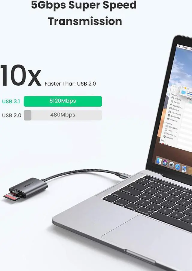 Alt view image 2 of 7 - UGREEN SD Card Reader, 2-in-1 USB C Micro SD Card Reader, Memory Card Adapter 2TB Capacity for TF SD Micro SD SDXC SDHC MMC RS-MMC Micro SDXC UHS-I Cards for PC Laptop Mac IPad Android Tablet Phone