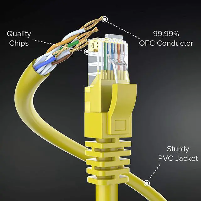 Alt view image 2 of 6 - Maximm Cat 6 Ethernet Cable 100 Ft, 100% Pure Copper, Cat6 Cable LAN Cable, Internet Cable, Patch Cable and Network Cable - UTP (Yellow) 100 Feet