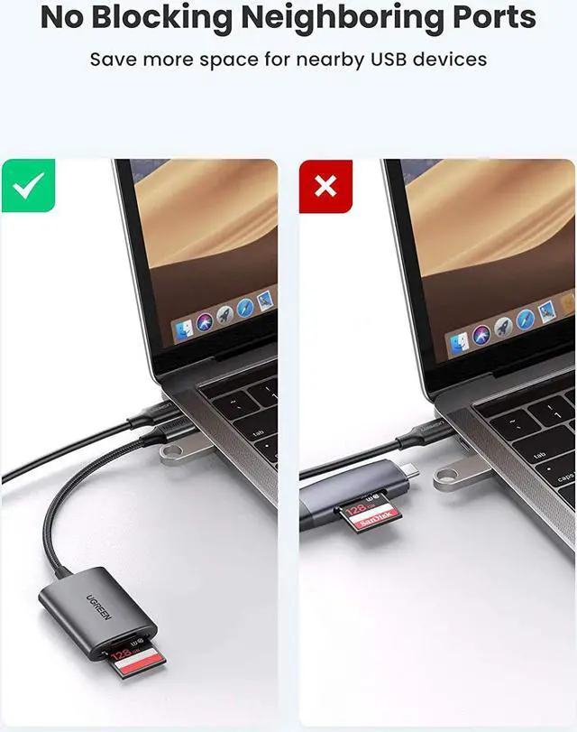 Alt view image 6 of 7 - UGREEN SD Card Reader, 2-in-1 USB C Micro SD Card Reader, Memory Card Adapter 2TB Capacity for TF SD Micro SD SDXC SDHC MMC RS-MMC Micro SDXC UHS-I Cards for PC Laptop Mac IPad Android Tablet Phone