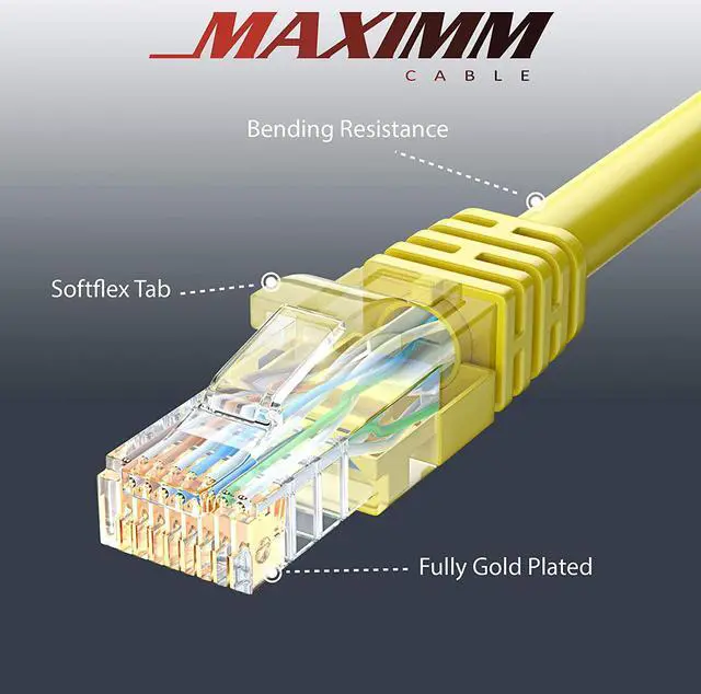 Alt view image 5 of 6 - Maximm Cat 6 Ethernet Cable 100 Ft, 100% Pure Copper, Cat6 Cable LAN Cable, Internet Cable, Patch Cable and Network Cable - UTP (Yellow) 100 Feet