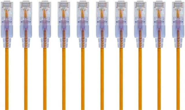 Main image of Monoprice 10-Pack SlimRun Cat6A Ethernet Network Patch Cable 10G 6-inch Yellow