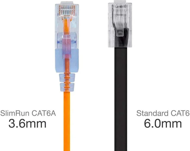 Alt view image 3 of 5 - Monoprice 10-Pack SlimRun Cat6A Ethernet Network Patch Cable 10G 6-inch Yellow