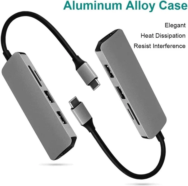 Alt view image 5 of 5 - 5-in-1 USB C Hub Multiport Adapter, with 4K USB C to HDMI,SD/TF Card Reader, USB 3.0 Fast Ports, Compatible with MacBook Pro 2018/2017/2016/Dell/ASUS/HP/Lenovo/XPS/Surface and More Type C Devices