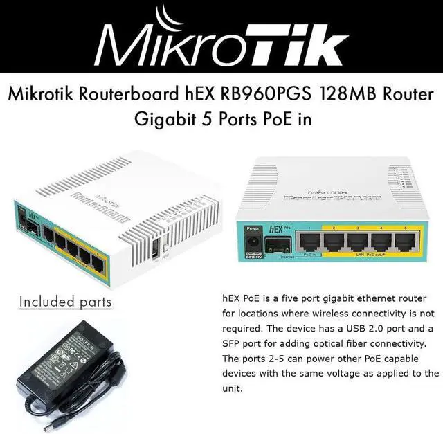 Alt view image 3 of 5 - MikroTik - RB960PGS - RouterBOARD hEX PoE with 800MHz CPU, 128MB RAM, 5x Gigabit LAN ports (4x with PoE Out), USB,