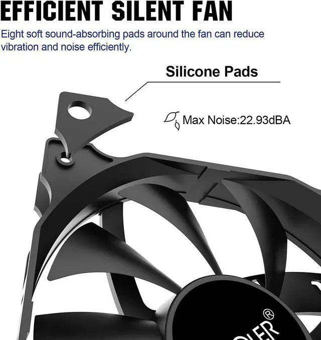 Alt view image 4 of 6 - PCCOOLER 120mm Case Fan 3 Pack Dark Night Series DN-120 High Performance Cooling PC Fans - Efficient Hydraulic Bearing - Low Vibration and Quiet Computer Fans for PC Case