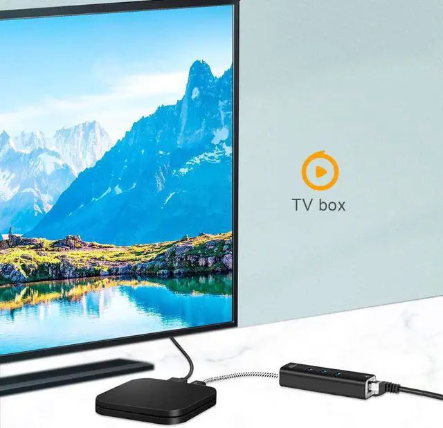 Alt view image 6 of 7 - CableCreation 3-Port USB 3.0 Hub with Ethernet Adapter 10/100/1000 Mbps Gigabit Compatible Windows PC, Laptop, MacBook Pro,USB Flash Drives etc, Aluminum Black