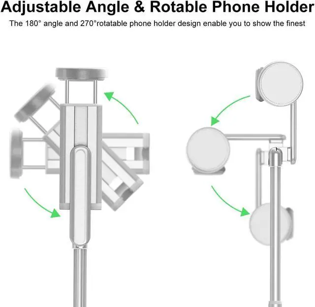 Alt view image 3 of 7 - ATUMTEK Selfie Stick Tripod, Extendable 3 in 1 Aluminum Bluetooth Selfie Stick with Wireless Remote and Tripod Stand for iPhone 16/15/14/13/12/11 Pro Max/XS Max/XS/XR/X/8/7, Samsung Smartphones White