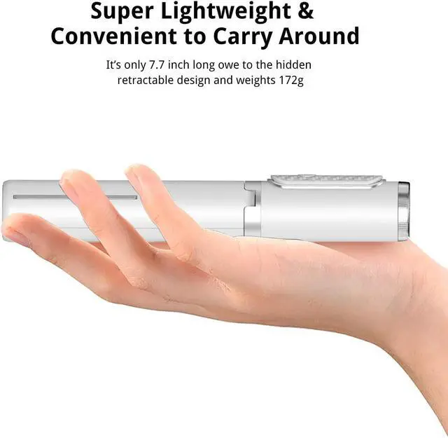 Alt view image 5 of 7 - ATUMTEK Selfie Stick Tripod, Extendable 3 in 1 Aluminum Bluetooth Selfie Stick with Wireless Remote and Tripod Stand for iPhone 16/15/14/13/12/11 Pro Max/XS Max/XS/XR/X/8/7, Samsung Smartphones White