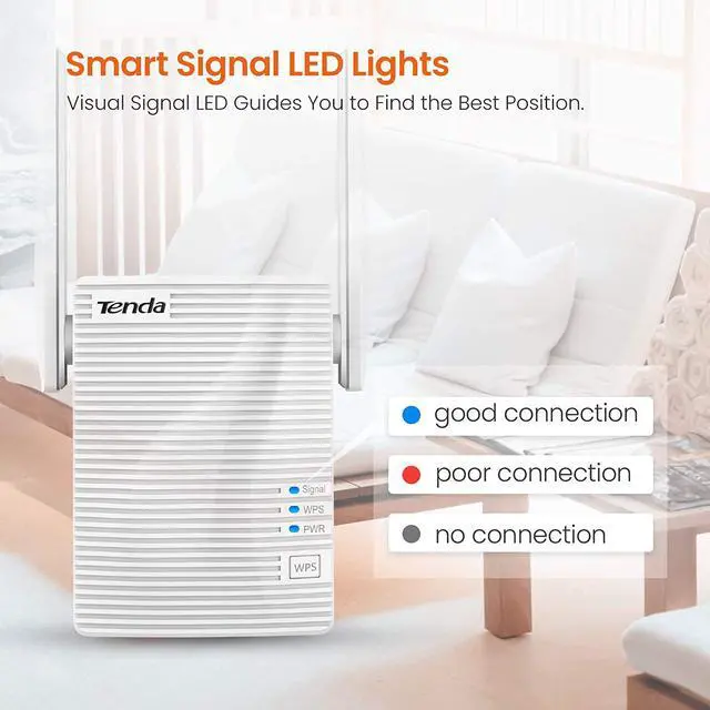 Alt view image 7 of 7 - Tenda AC1200 WiFi Range Extender, WiFi Repeater Wireless Signal Booster, WiFi Extender Signal Booster Covers Up to 1300 Sq.ft and 20 Devices, Dual-Band and Double-Antennas WiFi Repeater(A18)