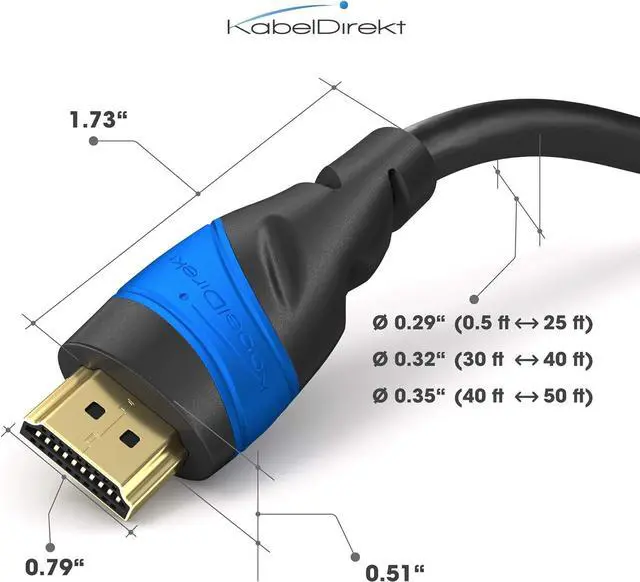 Alt view image 6 of 7 - HDMI Cable 4K  20ft  with A.I.S Shielding  Designed in Germany (Supports All HDMI Devices Like PS5, Xbox, Switch  4K@60Hz, High Speed HDMI Cord with Ethernet, Black)  by CableDirect