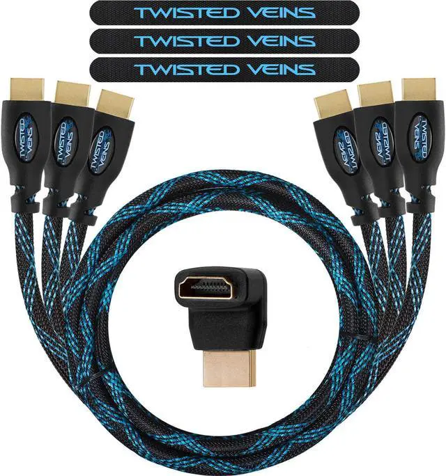 Alt view image 6 of 7 - Twisted Veins HDMI Cable 3 ft 3-Pack Premium HDMI Cord Type High Speed with Ethernet Supports HDMI 2.0b 4K 60hz HDR on Most Devices and May Only Support 4K 30hz on Some Device