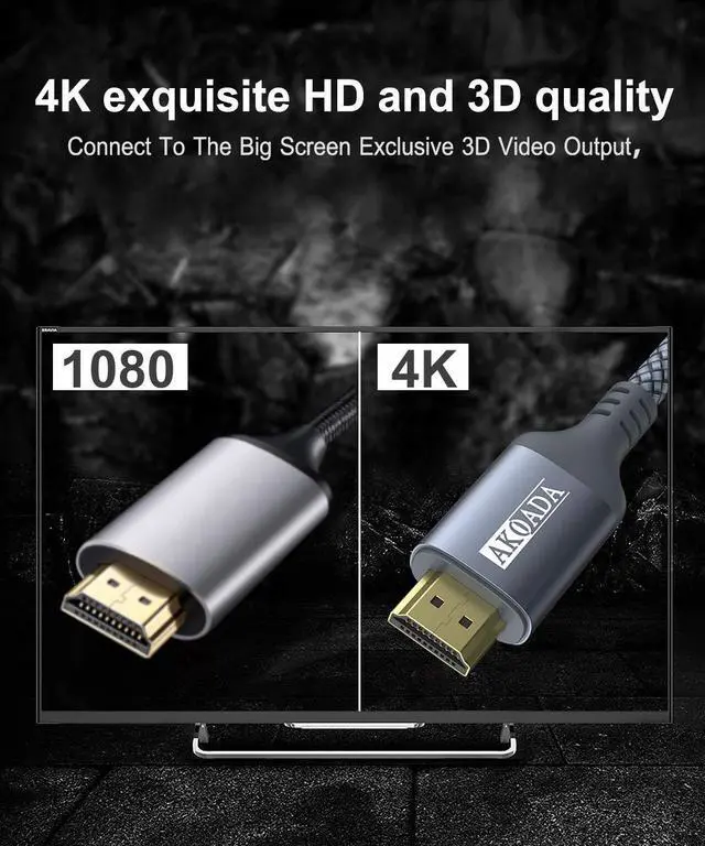 Alt view image 3 of 7 - 4K HDMI Cable 15FT 18Gbps High Speed HDMI 2.0 Braided Cable 4K-60Hz HDR Ultra HD 2K 1080P ARC Compatible with TV PC PS5/4/3 Projector Monitor ect.