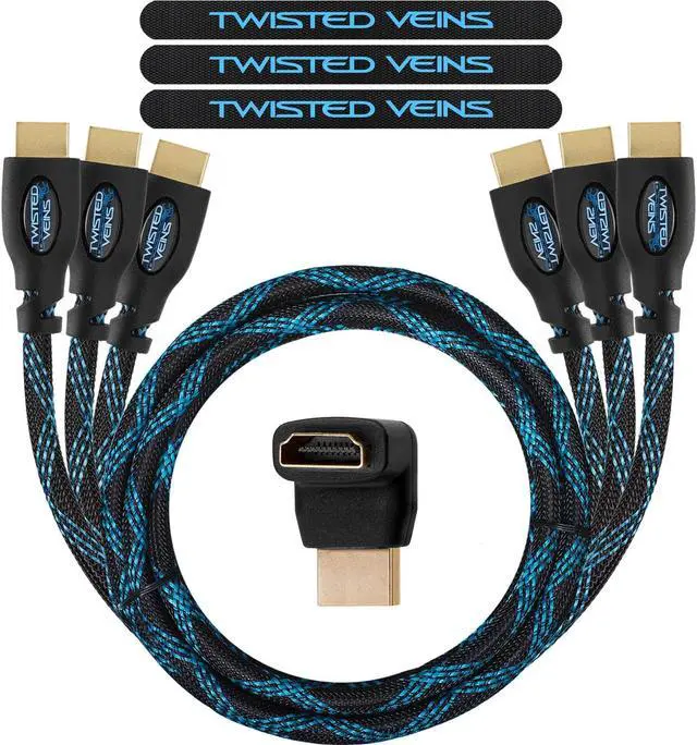 Main image of Twisted Veins HDMI Cable 3 ft 3-Pack Premium HDMI Cord Type High Speed with Ethernet Supports HDMI 2.0b 4K 60hz HDR on Most Devices and May Only Support 4K 30hz on Some Device