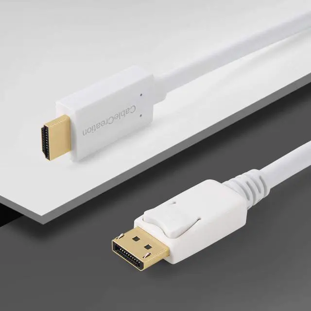 Alt view image 4 of 7 - DisplayPort to HDMI Cable, CableCreation 6ft DP 1.2 to HDMI Male to Male Adapter, 4K x 2K & 3D Audio/Video Converter, 1.8M /White