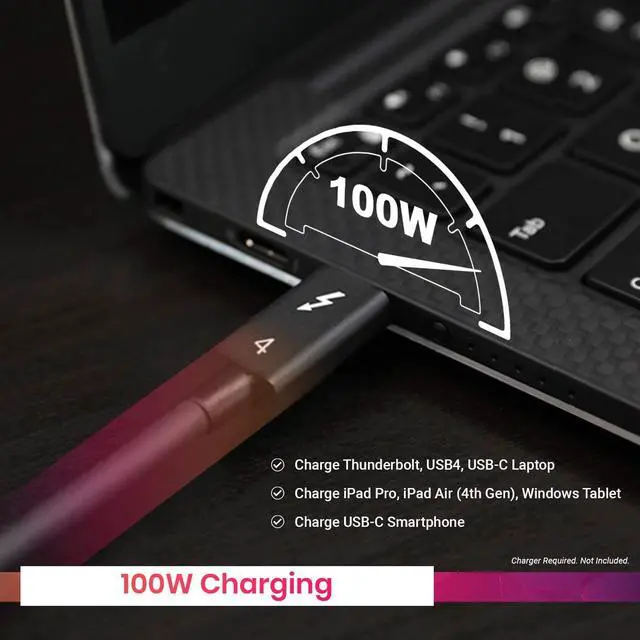 Alt view image 5 of 7 - [Intel Certified] CalDigit Thunderbolt 4 / USB 4 Cable - 40Gbps 100W Charging Compatible with Thunderbolt 3 & USB-C 2016+ MacBook Pro 2020 M1 (0.8 Meter 2.62 Feet Thunderbolt 4 / USB 4 Cable)