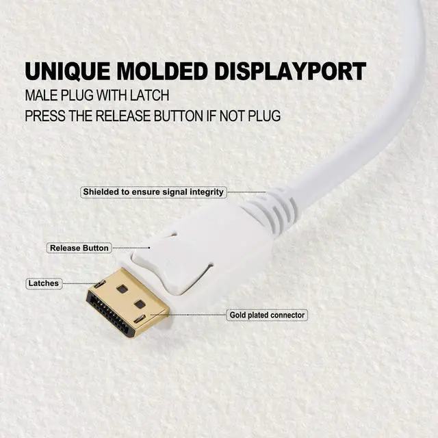 Alt view image 3 of 7 - DisplayPort to HDMI Cable, CableCreation 6ft DP 1.2 to HDMI Male to Male Adapter, 4K x 2K & 3D Audio/Video Converter, 1.8M /White