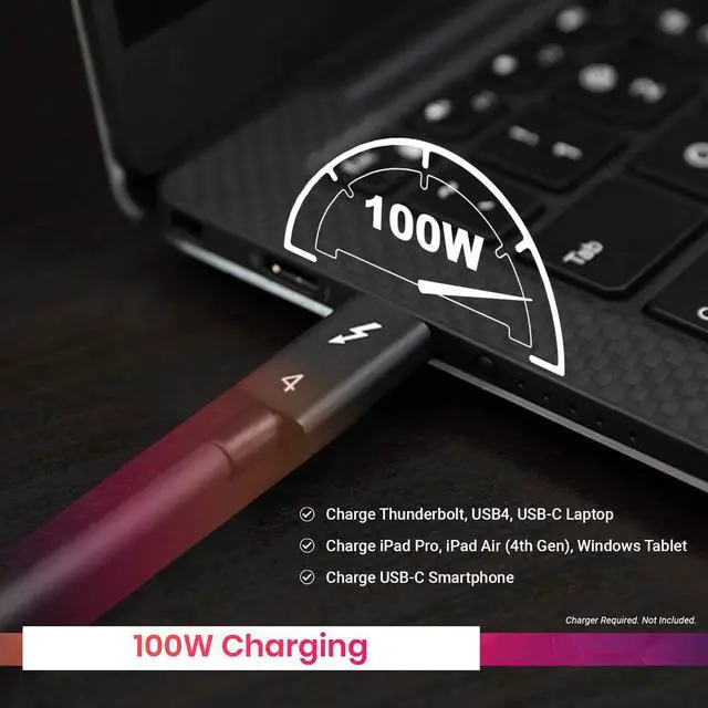 Alt view image 5 of 7 - [Intel Certified] Thunderbolt 4 Cable - 40Gbps 100W Charging Compatible with Thunderbolt 3 & USB-C 2016+ MacBook Pro Air 2020+ M1 (0.8 Meter 2.62 Feet Thunderbolt 4 / USB 4 Cable)