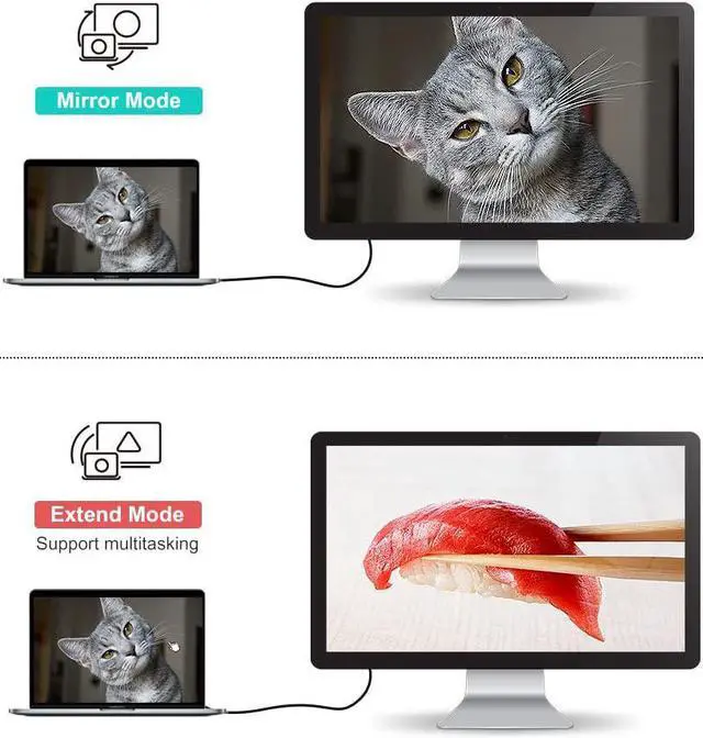 Alt view image 5 of 6 - USB C to VGA HDMI Adapter, CableCreation 2 in 1 USB C to HDMI VGA Converter, Compatible with MacBook Pro 2020, MacBook Air 2020, Surface Book 2, XPS 13, ChromeBook Pixel, Galaxy S20, S10