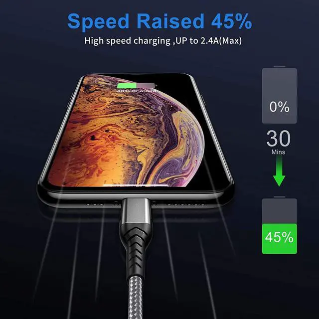 Alt view image 3 of 7 - iPhone Charger [MFi Certified] 3Pack 10FT USB A Cable for Long Lightning Charger Cable Fast iPhone Charging Cord for iPhone Xs Max/XS/XR/X/8/7/6S/6/Plus/SE/iPad(Silver)