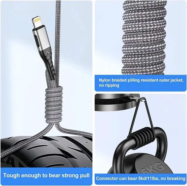 Alt view image 4 of 7 - iPhone Charger [MFi Certified] 3Pack 10FT USB A Cable for Long Lightning Charger Cable Fast iPhone Charging Cord for iPhone Xs Max/XS/XR/X/8/7/6S/6/Plus/SE/iPad(Silver)