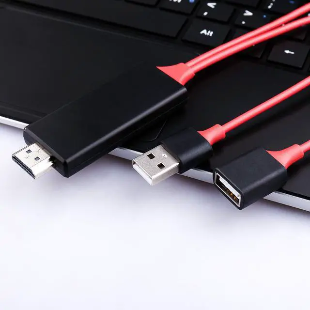 Alt view image 6 of 7 - USB to HDTV Cable Wire Dongle - HDMI Male to USB Female 1080P HDTV Mirroring Cable for Phone/Pad/S9/S8/Note 8 and More Streaming Sharing (Red)