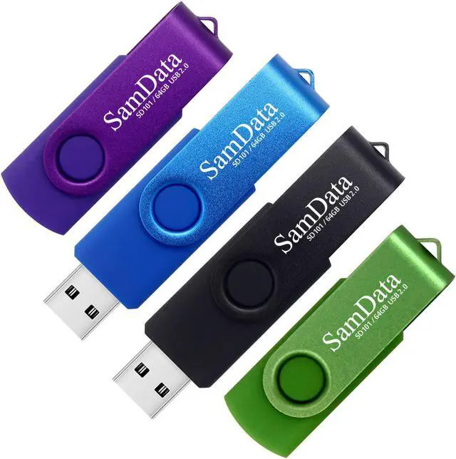 Main image of 64GB USB Flash Drives 4 Pack 64GB Thumb Drives Memory Stick Jump Drive with LED Light for Storage and Backup (4 Colors: Black Blue Green Purple)
