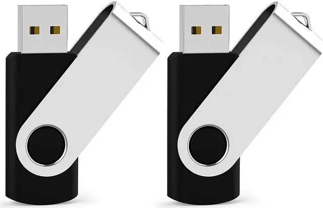 Main image of JUANWE USB Flash Drive 128GB 2 Pack USB 2.0 Thumb Drive Fold Storage Memory Stick Swivel Keychain Design Jump Drive Black